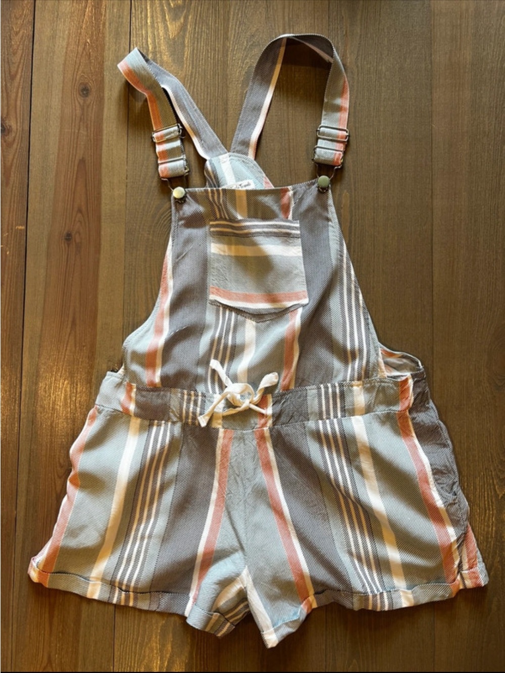 Full Circle Trends striped lightweight overall shorts.  XL
